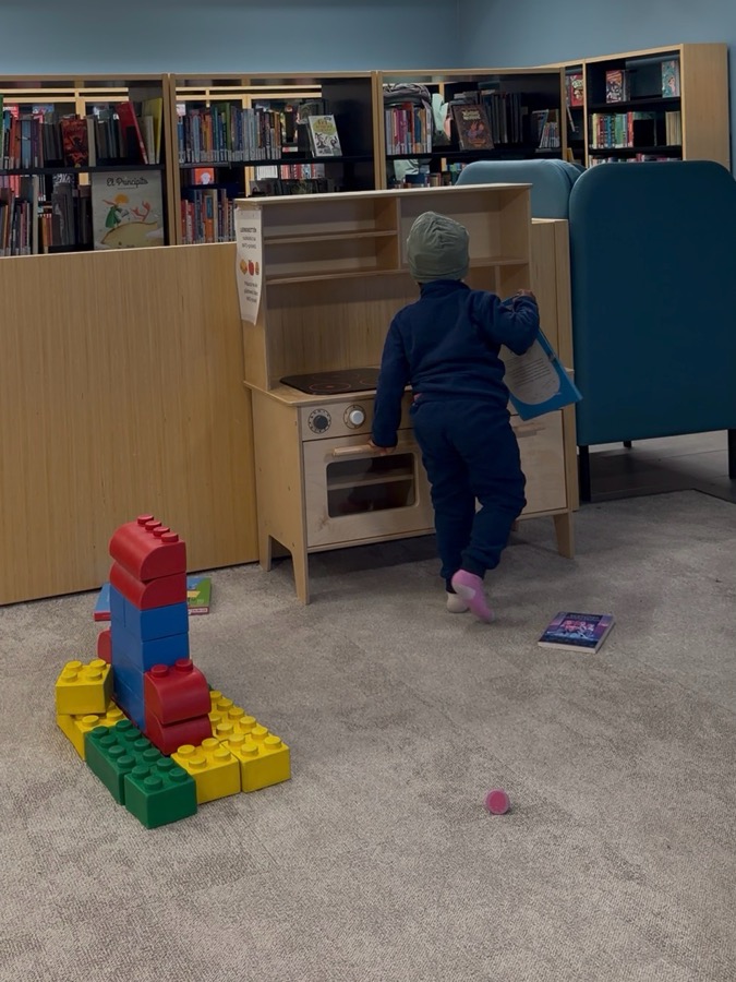 My daughter playing at the library